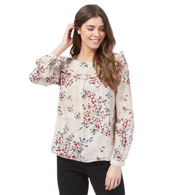 Red floral print blouse